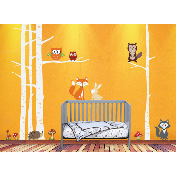 Innovative Stencils Birch Tree Woodland Forest Animal Vinyl Wall Decal